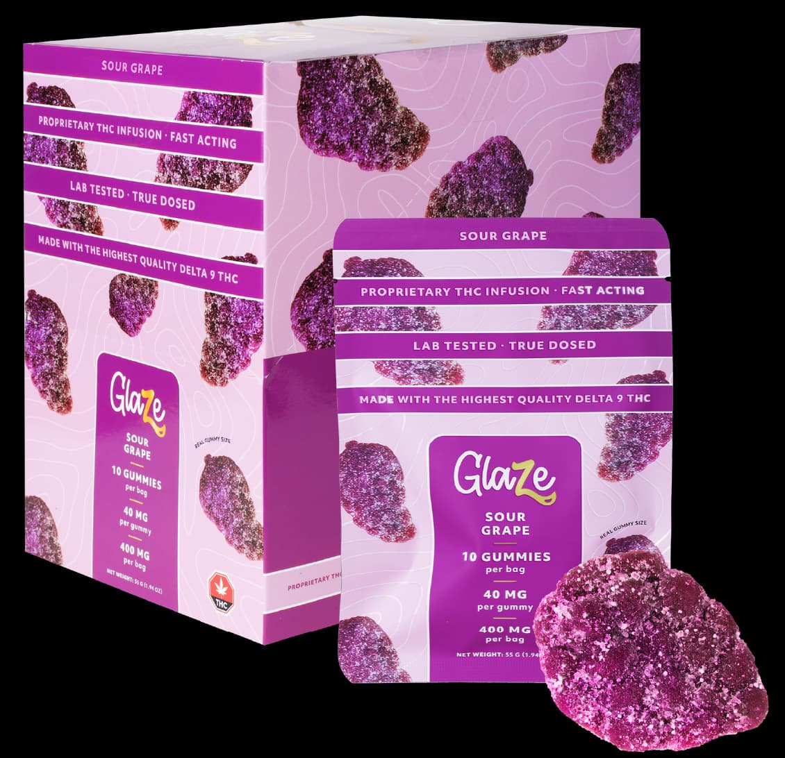 400mg THC Gummies Grapes Box