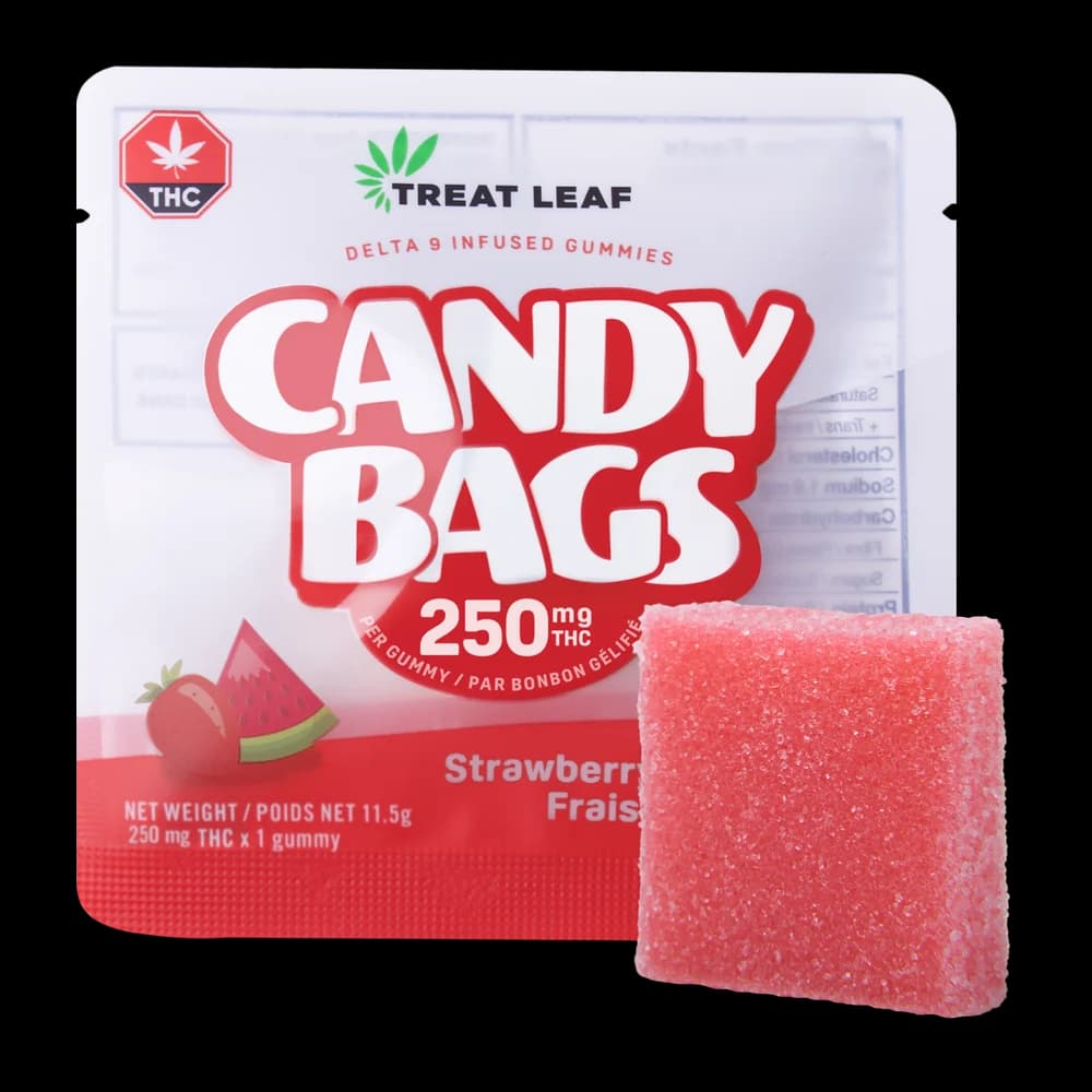 Treat Leaf Candy Bag, 250mg THC gummy, strawberry