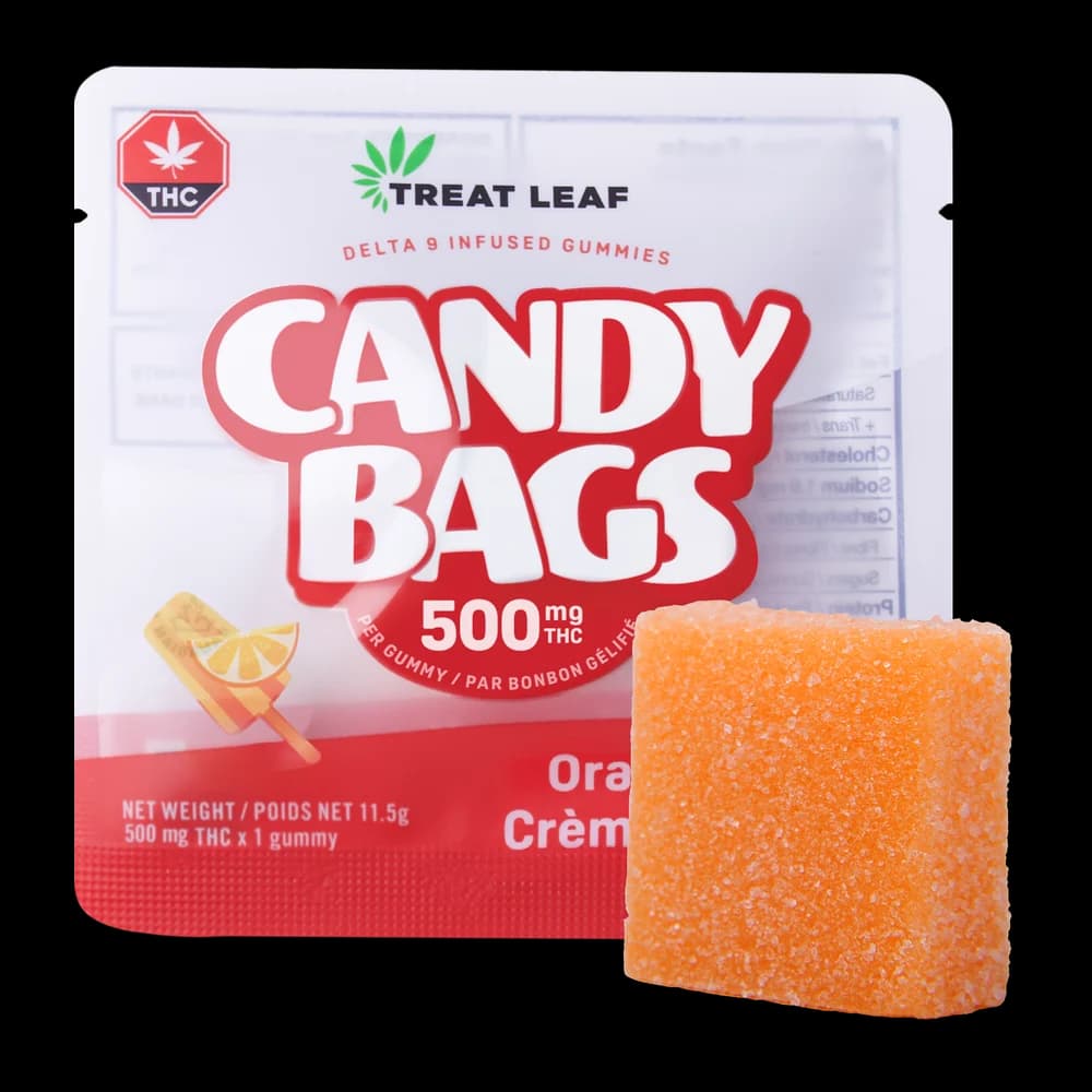 Treat Leaf Candy Bag, 500mg THC gummy, orange creme