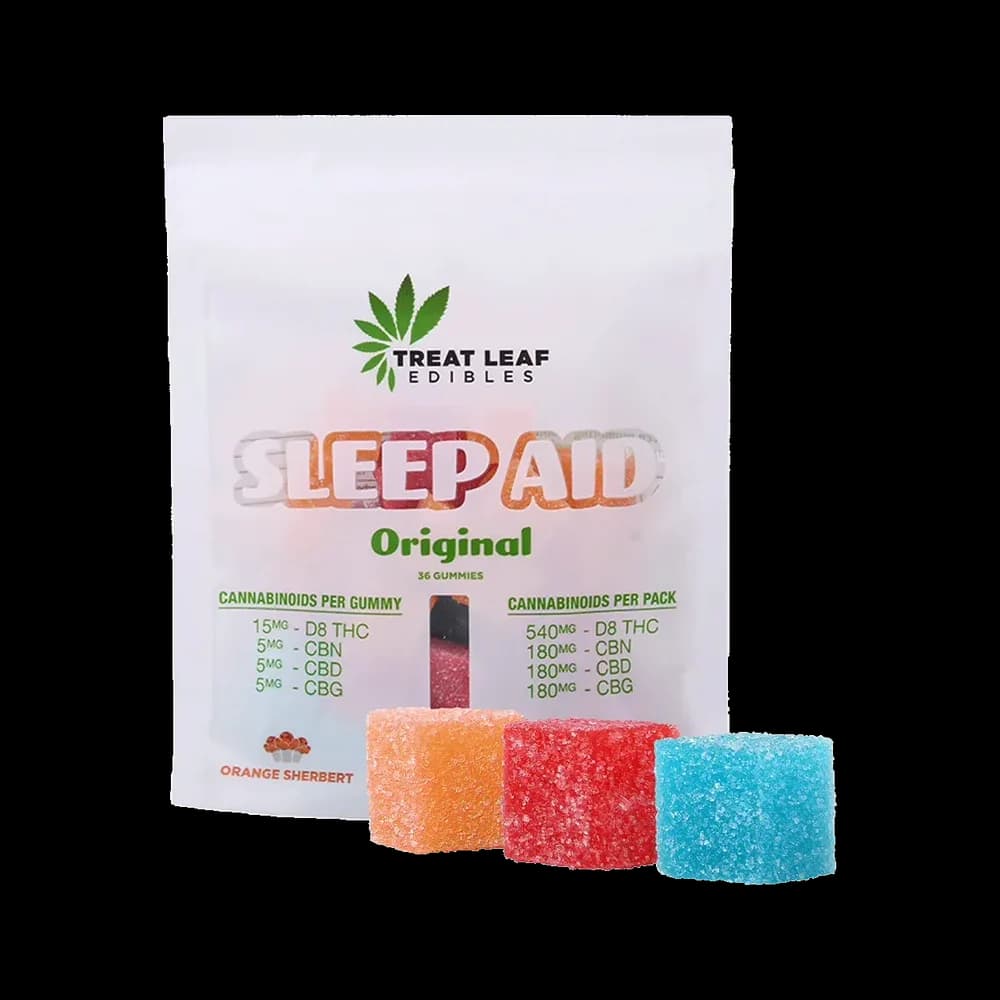 Treat Leaf Sleep Aid gummies, 36 pack, orange sherbert